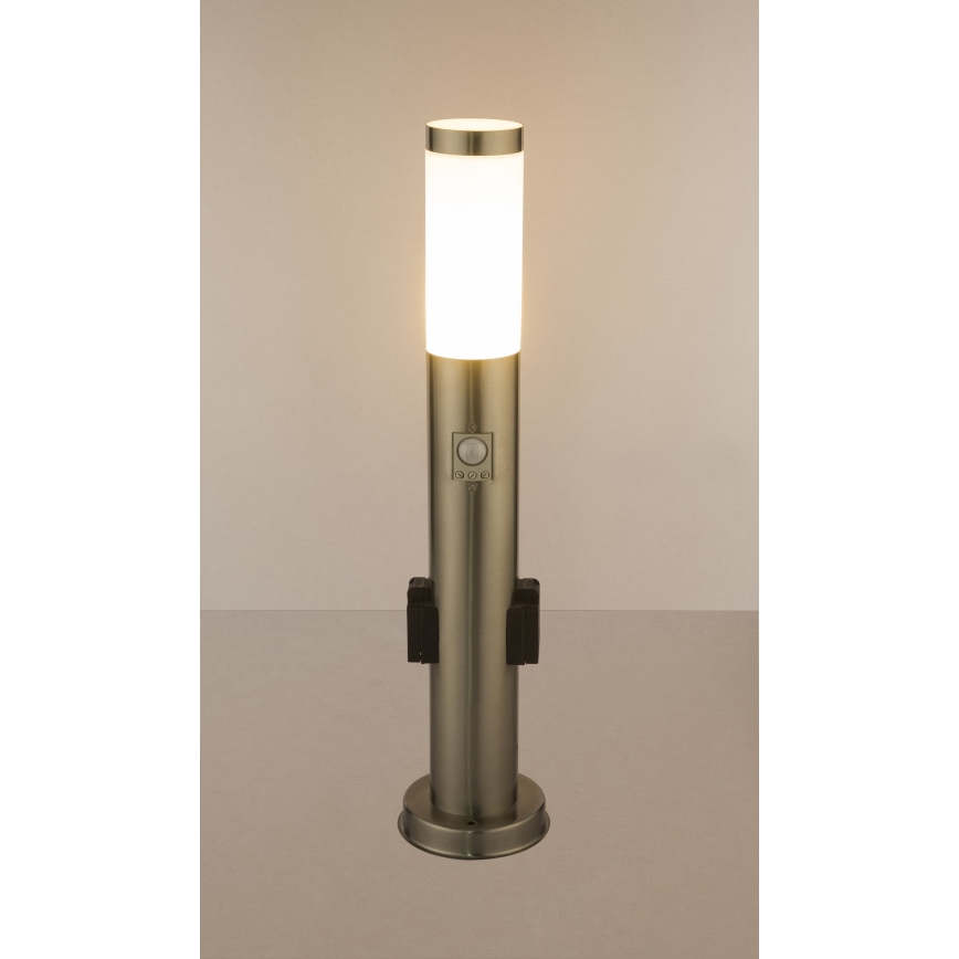 Globo - LED kültéri lámpa érzékelővel és 2 aljzattal LED/9W/230V 60 cm SCHUKO IP44