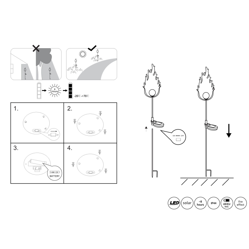 Globo - LED Napelemes lámpa LED/0,04W/3V IP44