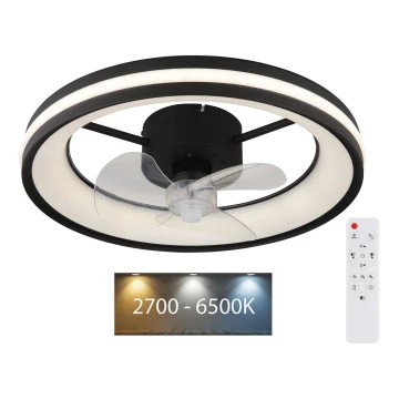 Globo - LED Dimmelhető mennyezeti lámpa ventilátorral LED/30W/230V 2700-6500K fekete + távirányítás