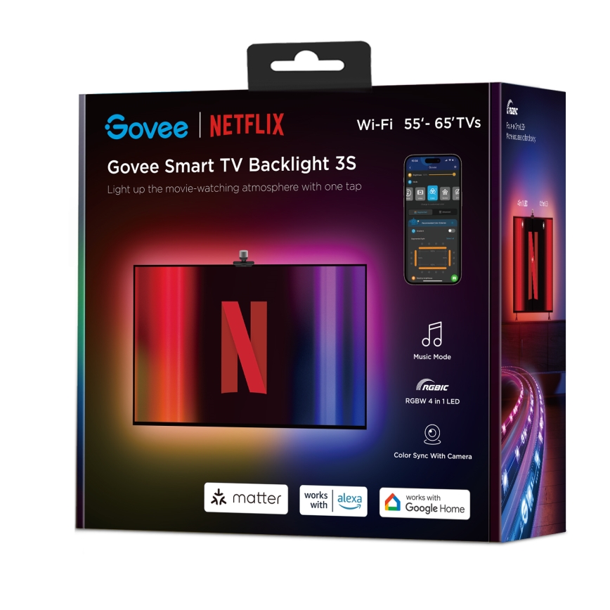 Govee - Backlight 3S Netflix TV 55-65" SMART LED háttérvilágítás RGBICW Wi-Fi + távirányítás