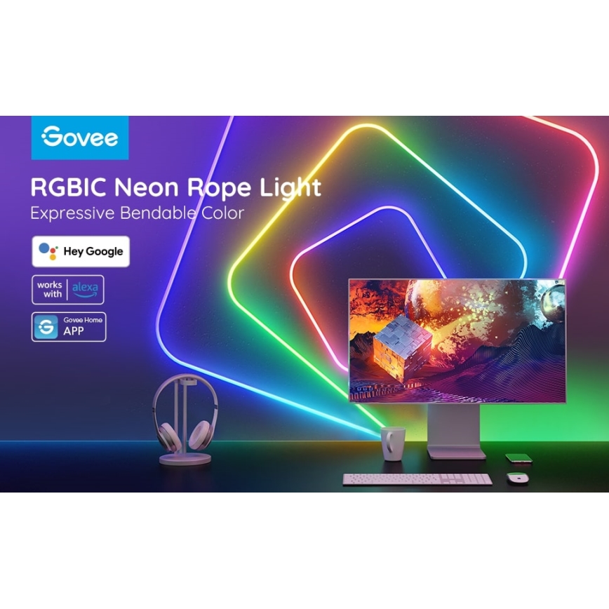 Govee - Neon SMART hajlítható LED szalag RGBIC 2m Wi-Fi IP67
