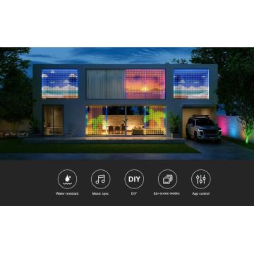 Govee - RGBIC Függönyvilágítás 520 LED 1,5x2m Wi-Fi IP65