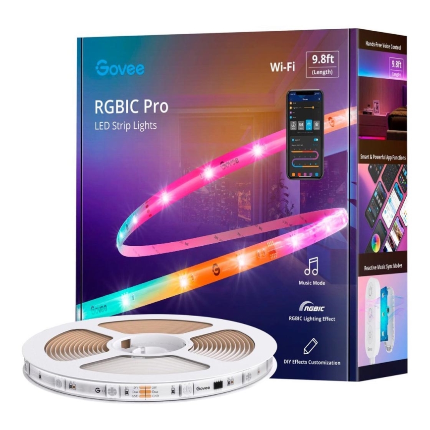 Govee - Wi-Fi RGBIC Smart PRO LED szalag 3m - extra tartós