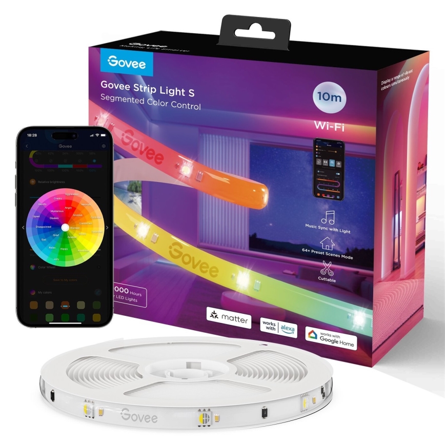 Govee - Wi-Fi RGBICW Smart PRO LED szalag 10m MATTER - extra tartós