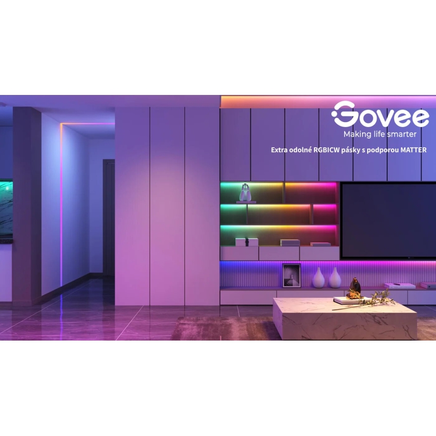 Govee - Wi-Fi RGBICW Smart PRO LED szalag 10m MATTER - extra tartós