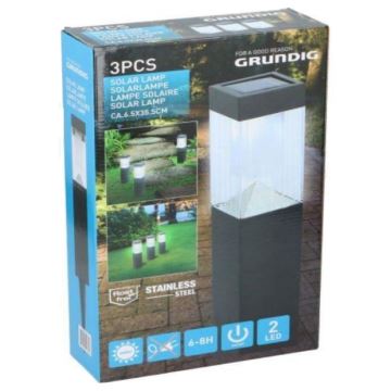 Grundig - KÉSZLET 3x Napelemes lámpa LED/1,2V 6,5x35,5cm