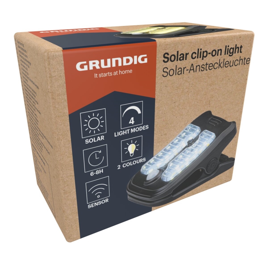 Grundig - LED Napelemes lámpa érzékelővel CLIP-ON LED/4W/3,7V IP44