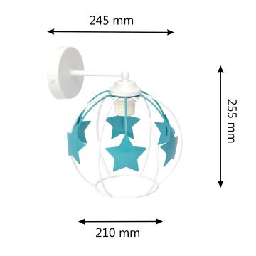 Gyermek fali lámpa STARS 1xE27/15W/230V türkiz/fehér