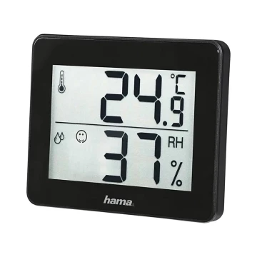 Hama - Beltéri hőmérő páratartalom mérővel 1xCR2025 fekete