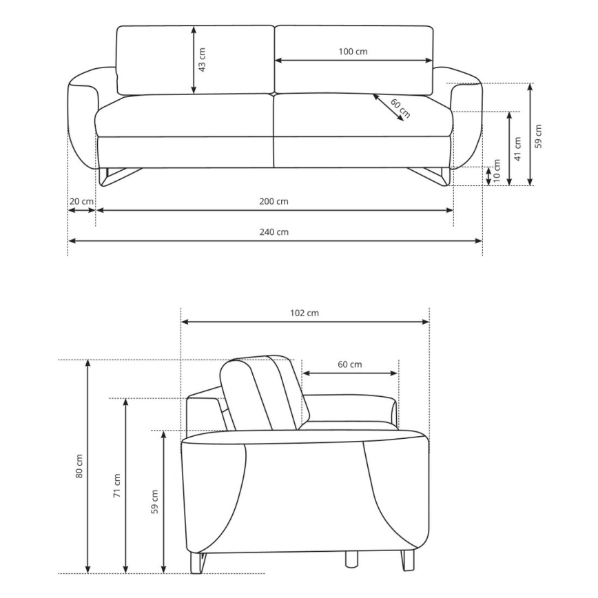 Háromszemélyes AVESTA kanapé, szürke