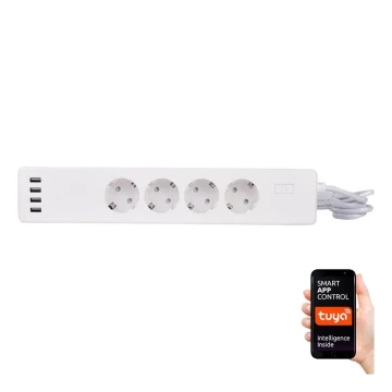 Hosszabbító kábel kapcsolóval 1,8 m + 4xUSB/Wi-Fi Tuya