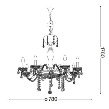 Ideal Lux - Kristály csillár zsinóron ROSE 8xE14/40W/230V