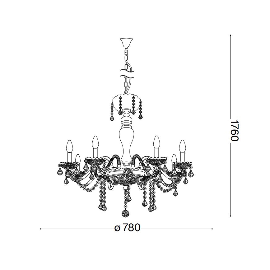 Ideal Lux - Kristály csillár zsinóron ROSE 8xE14/40W/230V