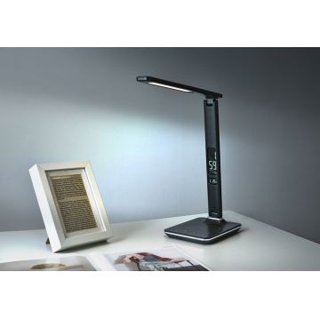 LED Szabályozható asztali lámpa kijelzővel LED/9W/230V/12V fekete