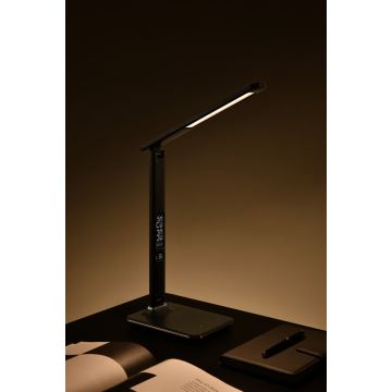 LED Szabályozható asztali lámpa kijelzővel LED/9W/230V/12V fekete