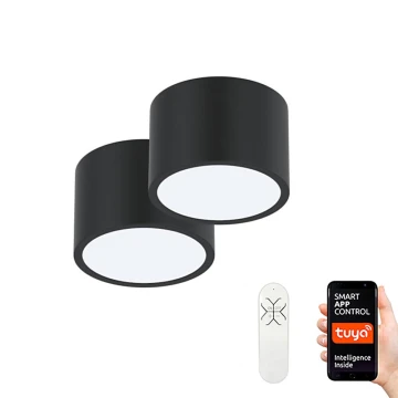 Immax Neo 07023L-15BD - Készlet 2x LED Dimmelhető mennyezeti lámpa RONDATE fekete 2xLED/12W/230V + távirányítás Tuya