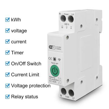 Immax NEO 07573L - Intelligens biztosíték 1 fázisú 1-63A Tuya