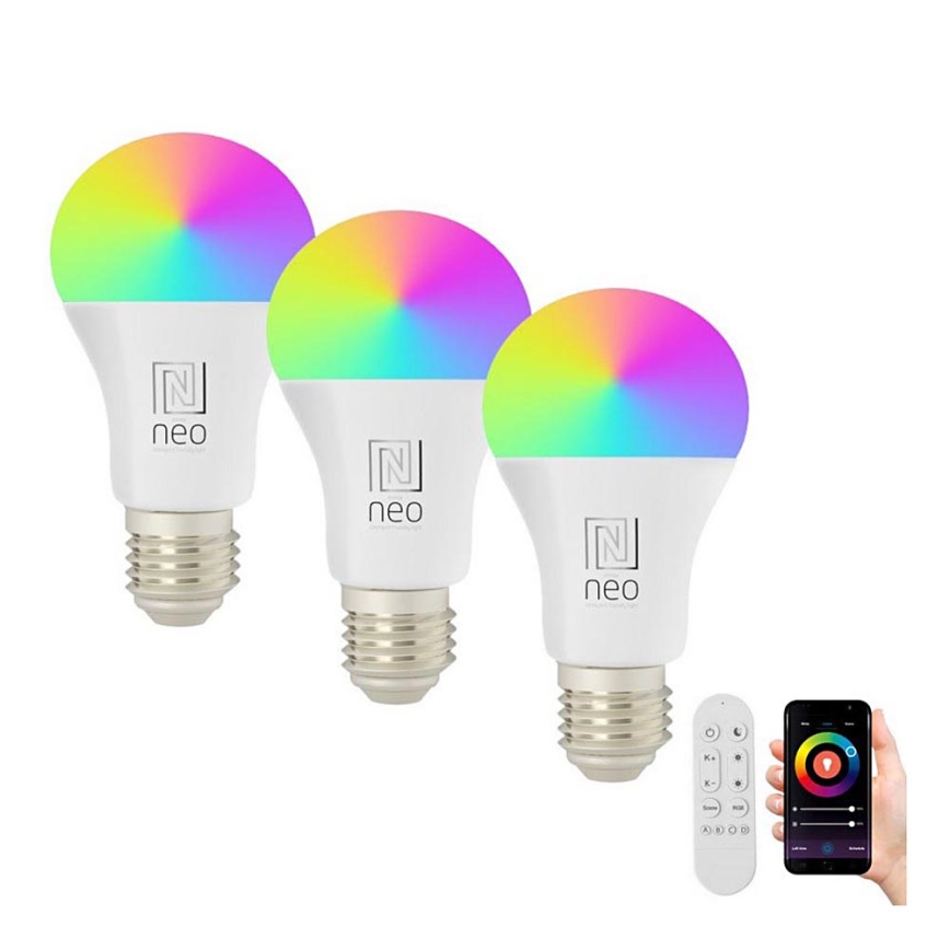 Immax NEO 07712CDO - KÉSZLET 3x LED RGB+CCT Dimmelhető izzó E27/9W/230V Wi-Fi Tuya + távirányító