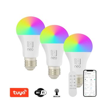 Immax NEO 07712CDO - KÉSZLET 3x LED RGB+CCT Dimmelhető izzó E27/9W/230V Wi-Fi Tuya + távirányító