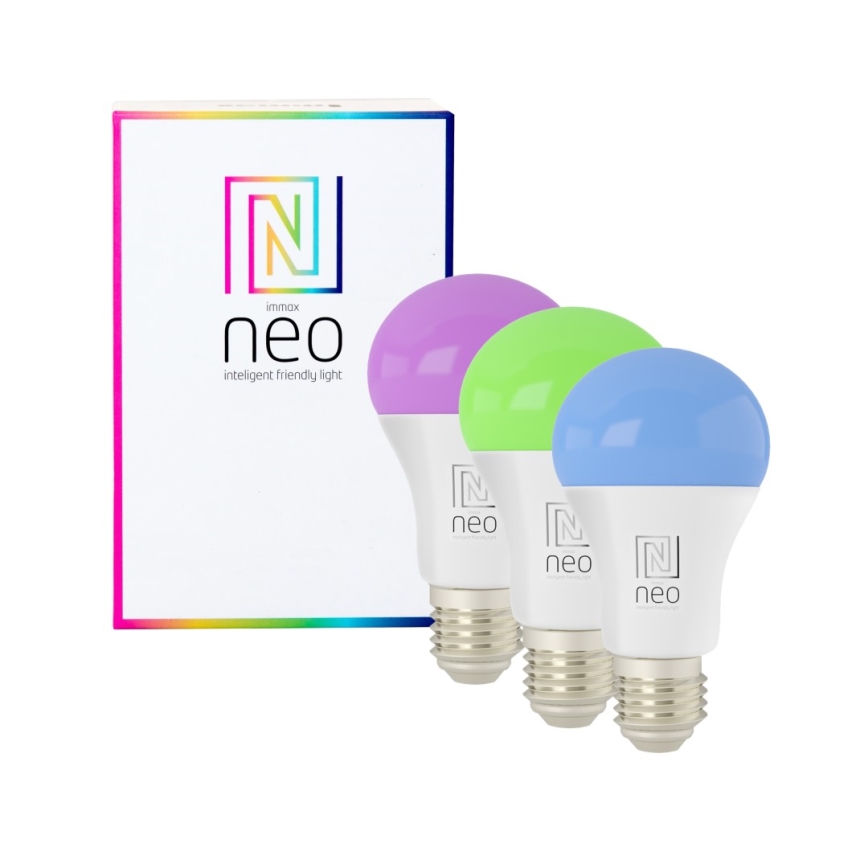 Immax NEO 07712CDO - KÉSZLET 3x LED RGB+CCT Dimmelhető izzó E27/9W/230V Wi-Fi Tuya + távirányító