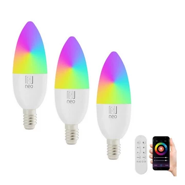 Immax NEO 07716CDO - KÉSZLET 3x LED RGB+CCT Dimmelhető izzó E14/6W/230V Wi-Fi Tuya + távirányítás