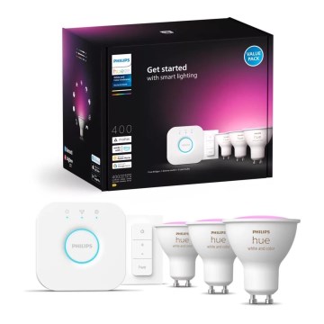 Induló kélszlet Philips Hue WHITE AND COLOR AMBIANCE 3xGU10/4,2W/230V 2000-6500K + csatlakozó berendezés