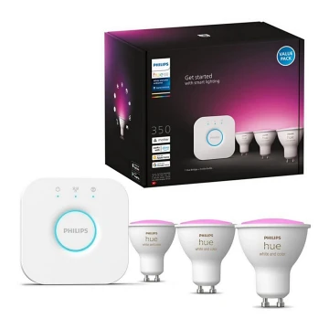 Induló kélszlet Philips Hue WHITE AND COLOR AMBIANCE 3xGU10/5,7W/230V 2000-6500K + csatlakozó berendezés