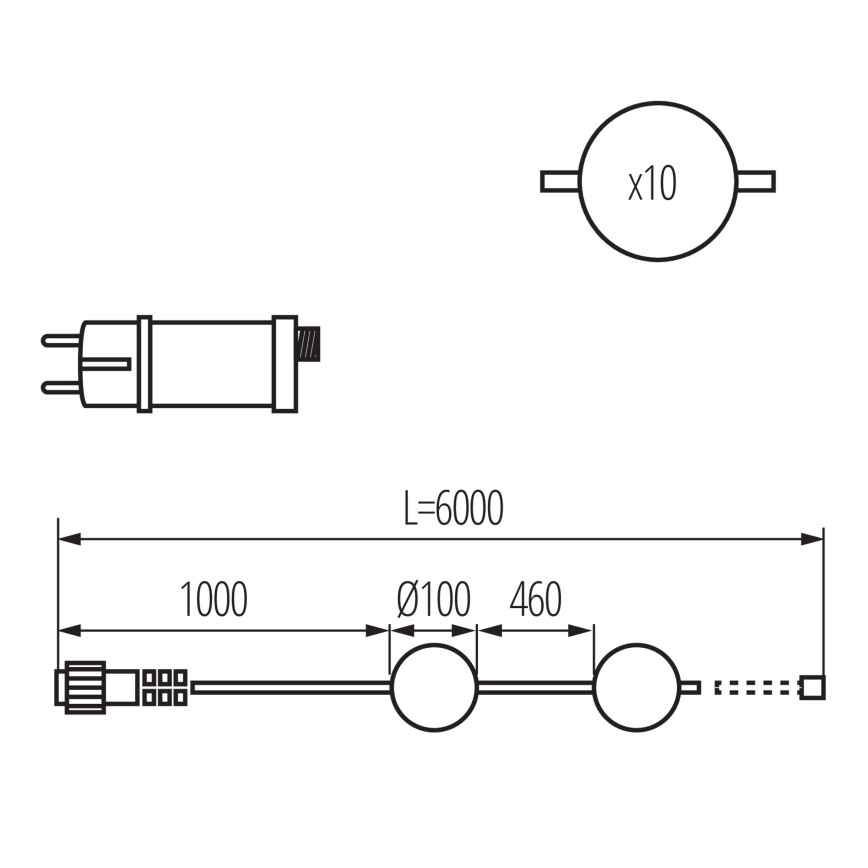 LED Kültéri dekoratív lánc GIRLAND STONO 10xLED/10W/230V 6m IP67