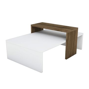 Kávésasztal GLOW 32x80 cm fehér/barna