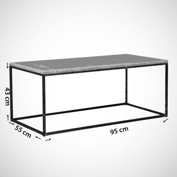 Kávésasztal MARMO 43x95 cm fekete/fehér