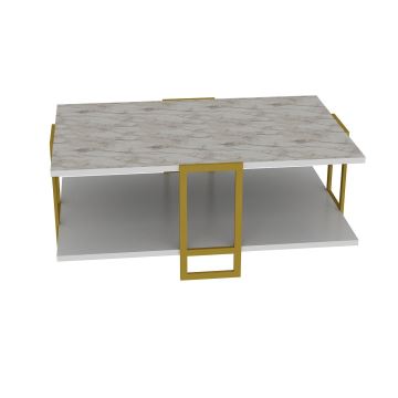 Kávésasztal POLKA 36,6x91,5 cm arany/fehér