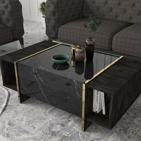 Kávésasztal VEYRON 37,3x103,8 cm fekete/arany