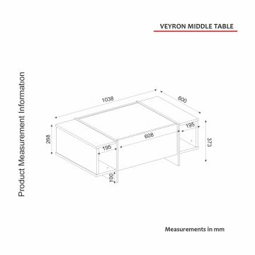 Kávésasztal VEYRON 37,3x103,8 cm fekete/arany