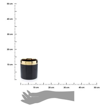 Kerámia virágcserép CINDY 11x11 cm fekete/arany