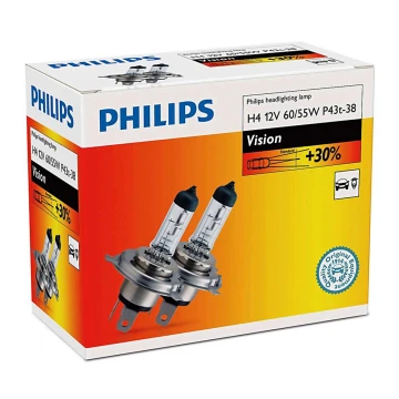 Készlet 2 x autóizzó Philips VISION 12342PRC2 H4 P43t-38/60W/55W/12V