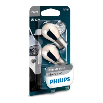 KÉSZLET 2x Autó izzó Philips SILVER VISION 12496SVB2 PY21W BAU15s/21W/12V