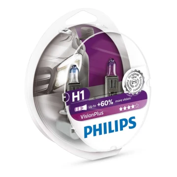 KÉSZLET 2x Autó izzó Philips VISION PLUS 12258VPS2 H1 P14,5s/55W/12V