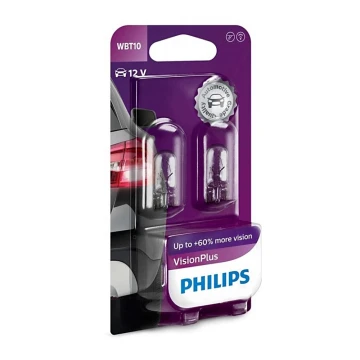 KÉSZLET 2x Autó izzó Philips VISION PLUS WB T10 W2,1x9,5D/6W/12V