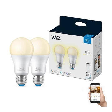 KÉSZLET 2x LED Dimmelhető izzó A60 E27/8W/230V 2700K CRI 90 Wi-Fi - WiZ