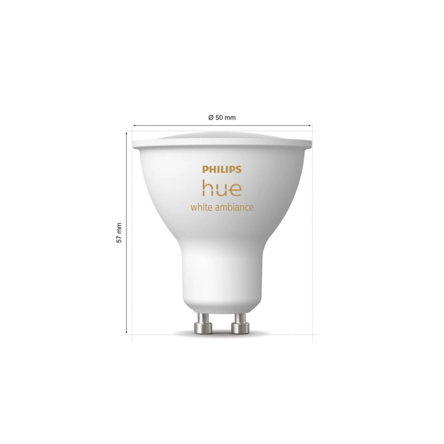 KÉSZLET 2x LED Dimmelhető izzó Philips Hue WHITE AMBIANCE GU10/4,2W/230V 2200-6500K