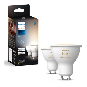 KÉSZLET 2x LED Dimmelhető izzó Philips Hue WHITE AMBIANCE GU10/4,2W/230V 2200-6500K