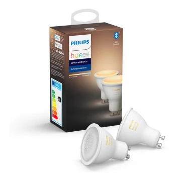 KÉSZLET 2x LED Dimmelhető izzó Philips Hue WHITE AMBIANCE GU10/5W/230V 2200-6500K