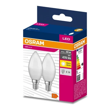 KÉSZLET 2x LED Izzó B35 E14/4,9W/230V 3000K - Osram