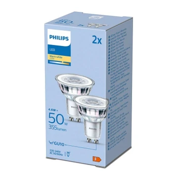 KÉSZLET 2x LED Izzó Philips GU10/4,6W/230V 2700K