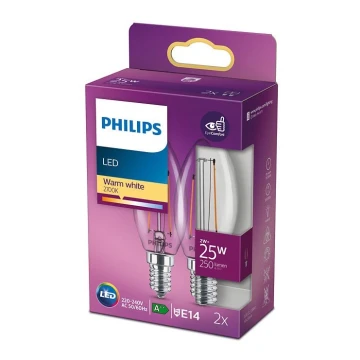 KÉSZLET 2x LED Izzó VINTAGE Philips E14/2W/230V 2700K