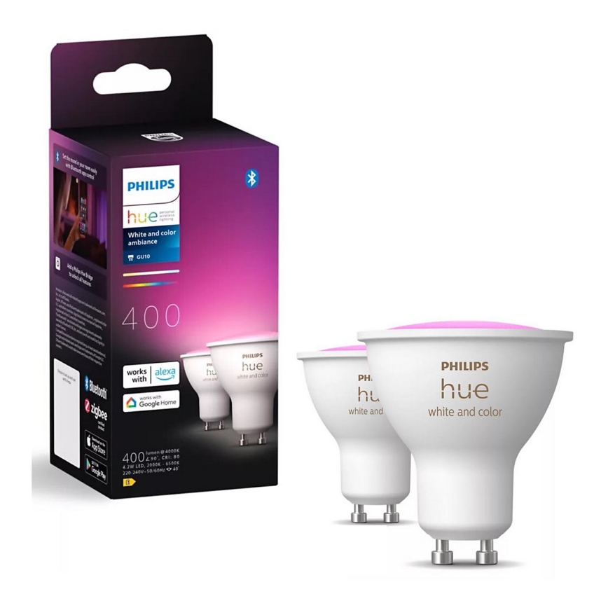 KÉSZLET 2x LED RGBW Dimmelhető izzó Philips Hue White And Color Ambiance GU10/4,2W/230V 2000-6500K