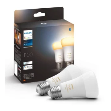 KÉSZLET 2xLED Dimmelhető izzó Philips Hue WHITE AMBIANCE E27/8W/230V 2200-6500K