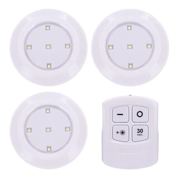 KÉSZLET 3 x LED dimmelhető lámpa távirányítóval LED/3xAAA