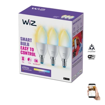 KÉSZLET 3x LED Dimmelhető izzó C37 E14/4,9W/230V 2700-6500K CRI 90 Wi-Fi - WiZ