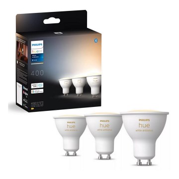 KÉSZLET 3x LED Dimmelhető izzó Philips Hue WHITE AMBIANCE GU10/4,2W/230V 2200-6500K